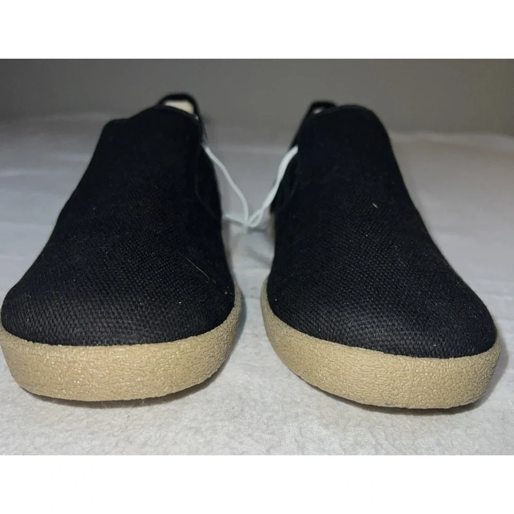 River Club Men's Shoes Canvas Slip On Size 9 Black / Gum Soles Boat Shoes